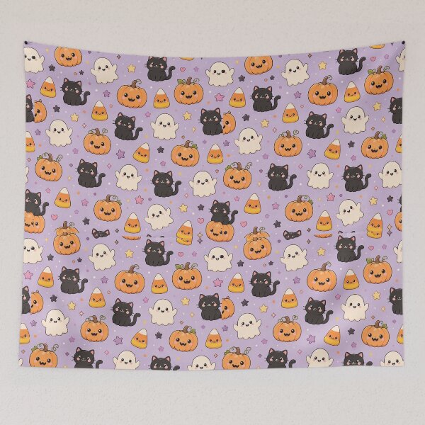 Item preview, Cute Halloween Pumpkin Ghost Seamless Pattern Design designed and sold by Fanverse Merchandise.