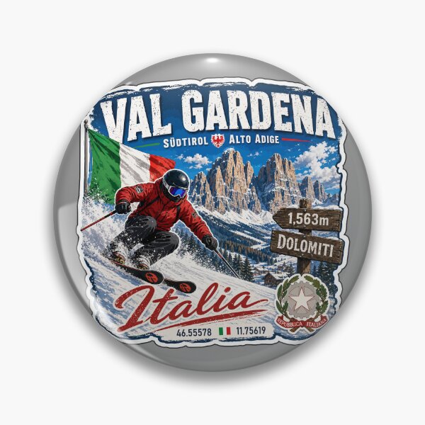 Item preview, Val Gardena Italy Italia Dolomites Ski Skiing Sticker TShirt 03 designed and sold by OuterShellUK.