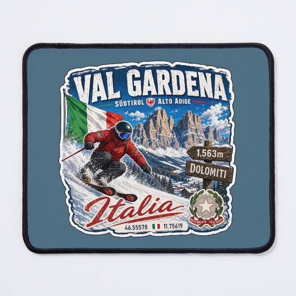 Item preview, Val Gardena Italy Italia Dolomites Ski Skiing Sticker TShirt 03 designed and sold by OuterShellUK.