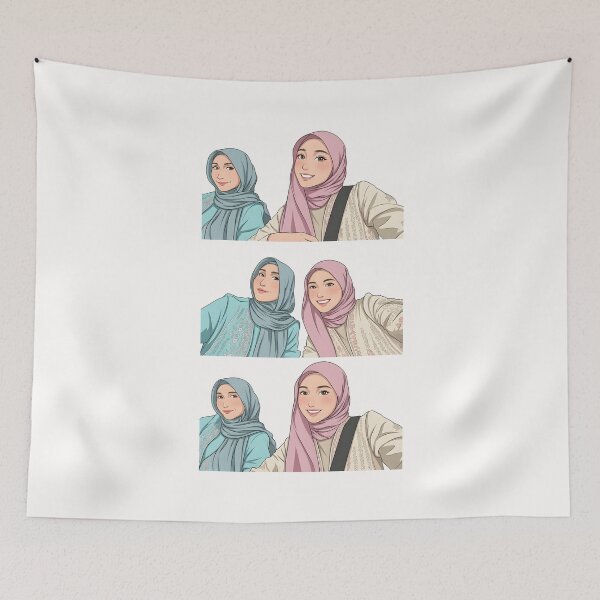 Item preview, Hijab Portrait best friend ootd selfie muslim art illustration vector art  designed and sold by sabartgunpla.