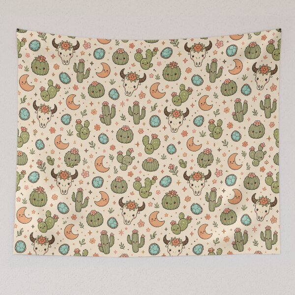 Item preview, Cute Desert Skull Cactus Seamless Pattern Design designed and sold by Fanverse Merchandise.