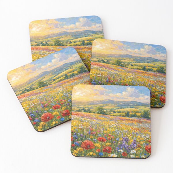Item preview, Vast Flower Field Countryside Oil Painting designed and sold by ArtAmbience.
