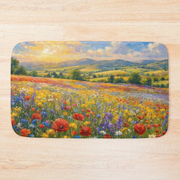 Item preview, Vast Flower Field Countryside Oil Painting designed and sold by ArtAmbience.
