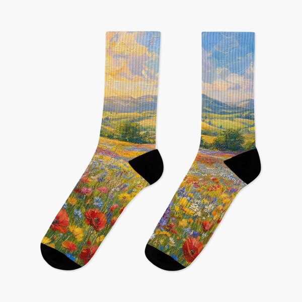 Item preview, Vast Flower Field Countryside Oil Painting designed and sold by ArtAmbience.