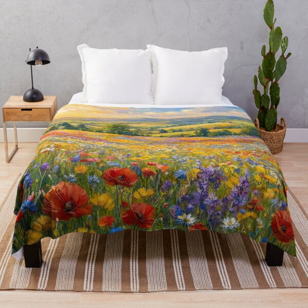 Item preview, Vast Flower Field Countryside Oil Painting designed and sold by ArtAmbience.