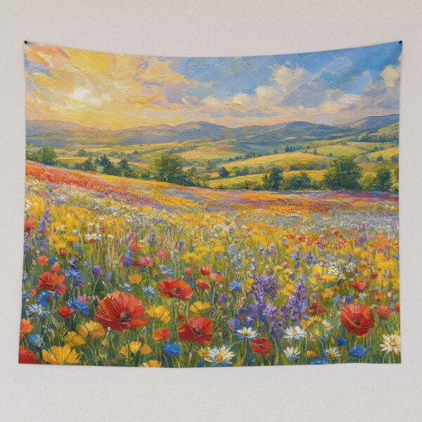 Item preview, Vast Flower Field Countryside Oil Painting designed and sold by ArtAmbience.
