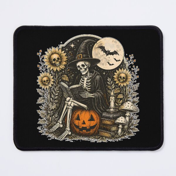 Item preview, Vintage Halloween Skeleton Witch with Pumpkin, Spooky Book Lover designed and sold by CatiaStudioArt.