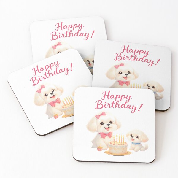 Item preview, Cute Maltese Dog Happy Birthday Art designed and sold by Kedspicedesign.