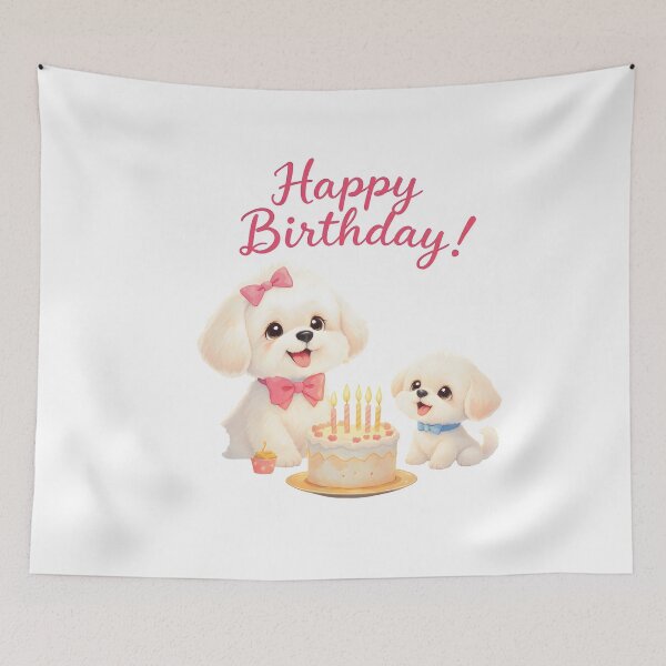 Item preview, Cute Maltese Dog Happy Birthday Art designed and sold by Kedspicedesign.