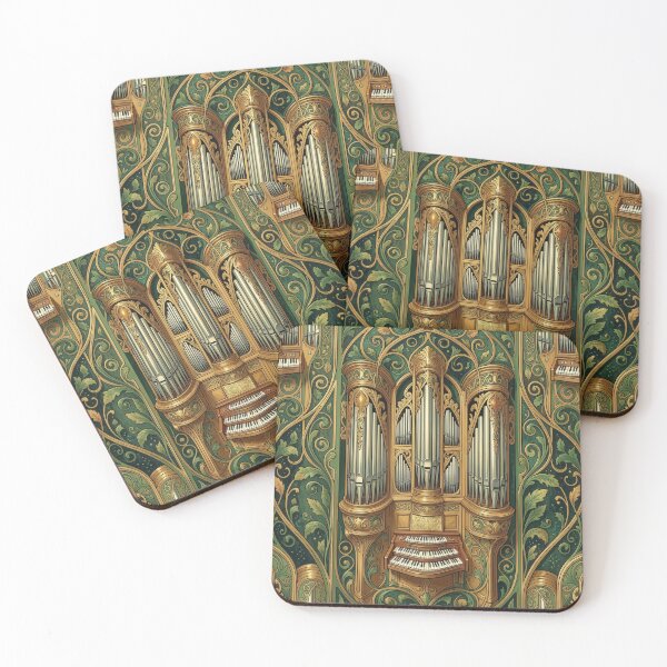 Item preview, Pipe Organ Green Art Nouveau Pattern designed and sold by pinkal.