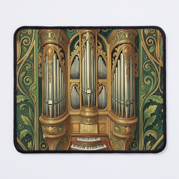 Item preview, Pipe Organ Green Art Nouveau Pattern designed and sold by pinkal.