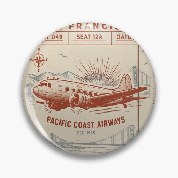 Item preview, San Francisco Vintage DC‑3 Mid‑Century Travel Stamp designed and sold by stickercuffs.