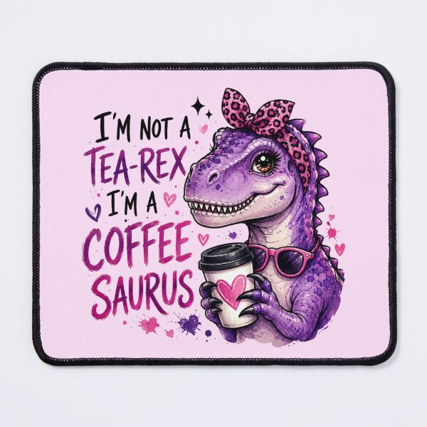 Item preview, I'm Not A Tea Rex I'm A Coffeesaurus - Cute Purple Dinosaur Meme Art designed and sold by FrescoDesign.