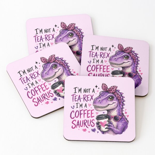Item preview, I'm Not A Tea Rex I'm A Coffeesaurus - Cute Purple Dinosaur Meme Art designed and sold by FrescoDesign.