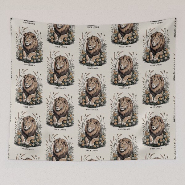 Item preview, Lion Portrait Pride Lands Wildflower Illustration designed and sold by NuvoraNest.