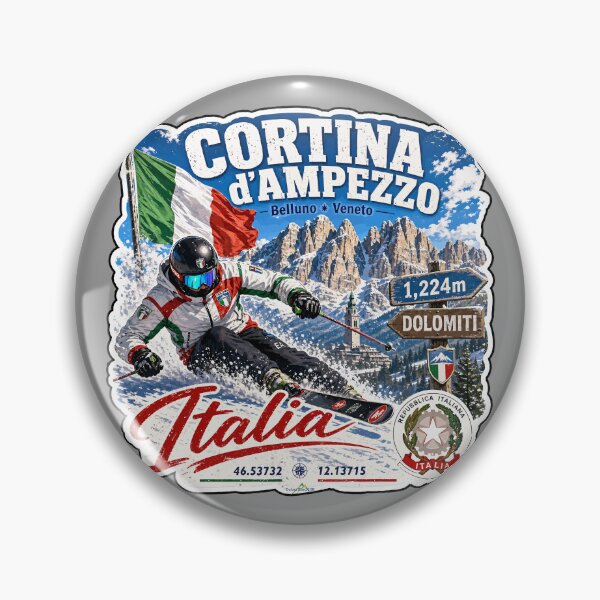 Item preview, Cortina d'Ampezzo Italy Italia Ski Skiing Dolomites Sticker TShirt 03 designed and sold by OuterShellUK.