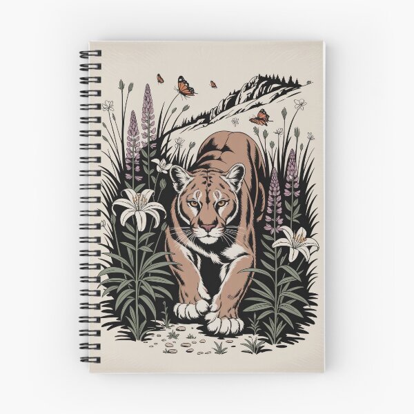 Item preview, Mountain Lion Wildflower Meadow Illustration designed and sold by NuvoraNest.