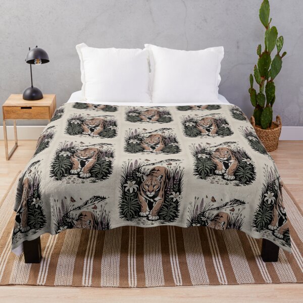 Item preview, Mountain Lion Wildflower Meadow Illustration designed and sold by NuvoraNest.