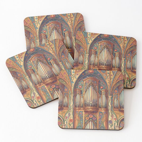 Item preview, Pipe Organ Cathedral Art Nouveau Artwork designed and sold by pinkal.