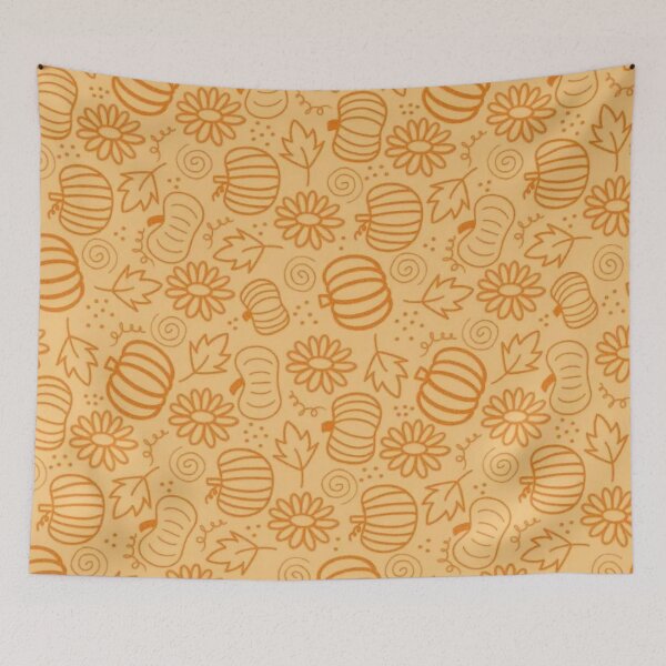 Item preview, Cozy Autumn Pumpkin & Daisy Doodle Pattern — Minimalist Fall Aesthetic Print designed and sold by LYAN-STORE.