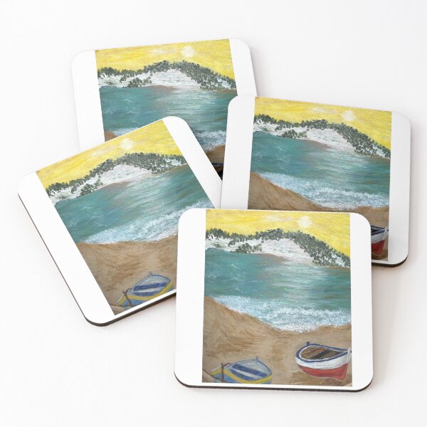 Item preview, Paesaggio Costiero con Barche - Arte Siciliana ad Acrilico designed and sold by B.D'Alessandro.