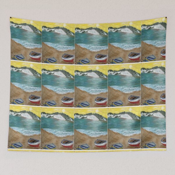 Item preview, Paesaggio Costiero con Barche - Arte Siciliana ad Acrilico designed and sold by B.D'Alessandro.