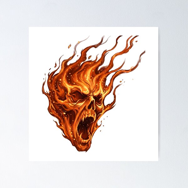 Item preview, Scary Halloween ghost face made of fire with screaming expression designed and sold by Marcu Ioachim.