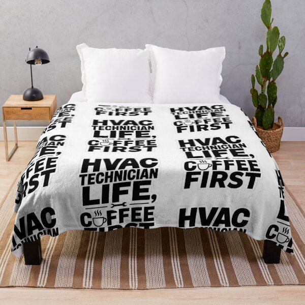 Item preview, HVAC Technician Life Coffee First Funny Heating Air Conditioning Tradesman Typography designed and sold by raedattia.