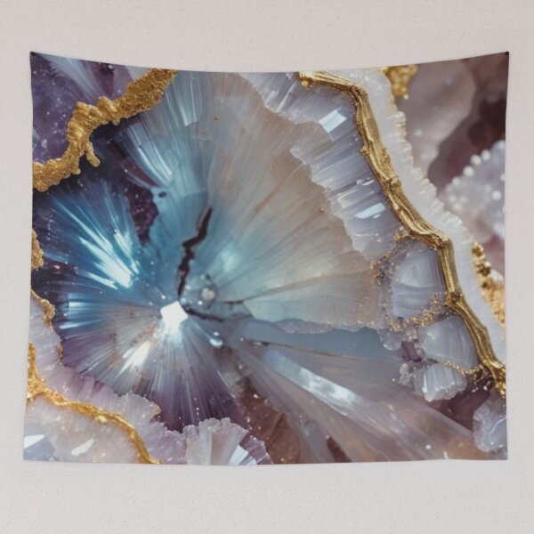 Item preview, Pink & Blue Amethyst Geode with Gold Veins — Luxury Crystal Agate Texture designed and sold by LYAN-STORE.