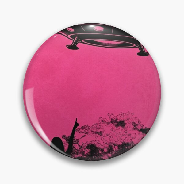 Item preview, Pink UFO Sighting Synthwave Aesthetic Silhouette Poster designed and sold by Bathu Designs.