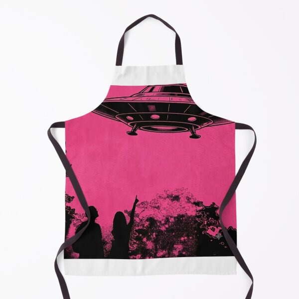 Item preview, Pink UFO Sighting Synthwave Aesthetic Silhouette Poster designed and sold by Bathu Designs.