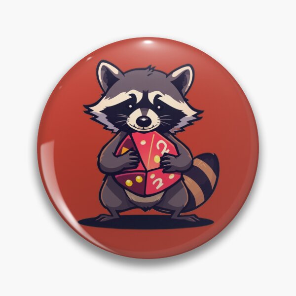 Item preview, Cute Cartoon Raccoon Holding Red D20 Dice designed and sold by NovaPrintLab92.