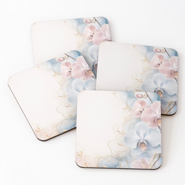 Item preview, Elegant Pastel Blue and Pink Orchids with Gold designed and sold by AneissPiaf.