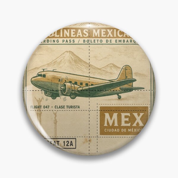 Item preview, Mexico City Vintage DC‑3 Mid‑Century Travel Stamp designed and sold by stickercuffs.