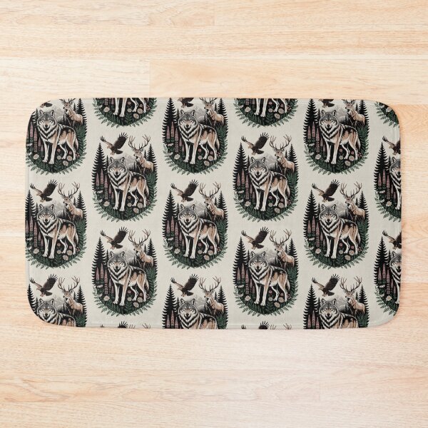 Item preview, Wolf Deer Eagle Wilderness Illustration designed and sold by NuvoraNest.