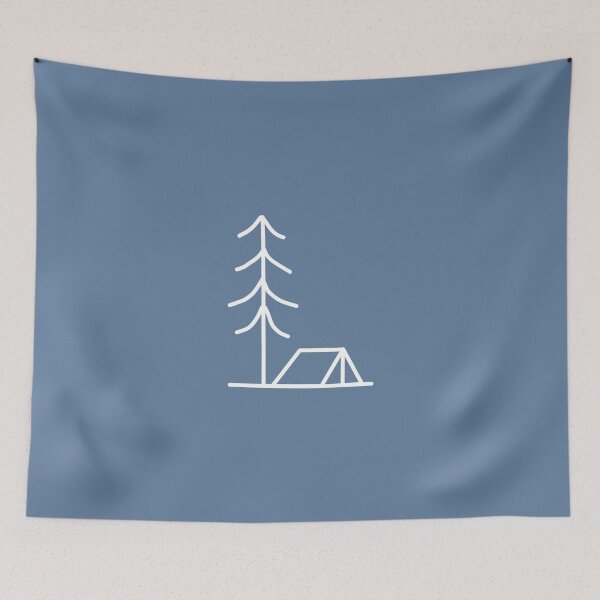 Item preview, Camping sketch. Simple, minimalist line art doodle (white) designed and sold by hitNmiss.