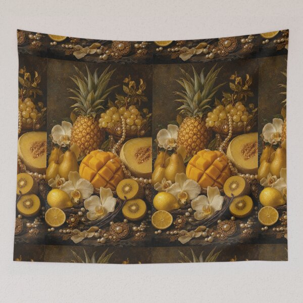 Item preview, Moody Botanical Still Life Pineapple Melon Tropical Fruit Print designed and sold by DMarquiseArt.