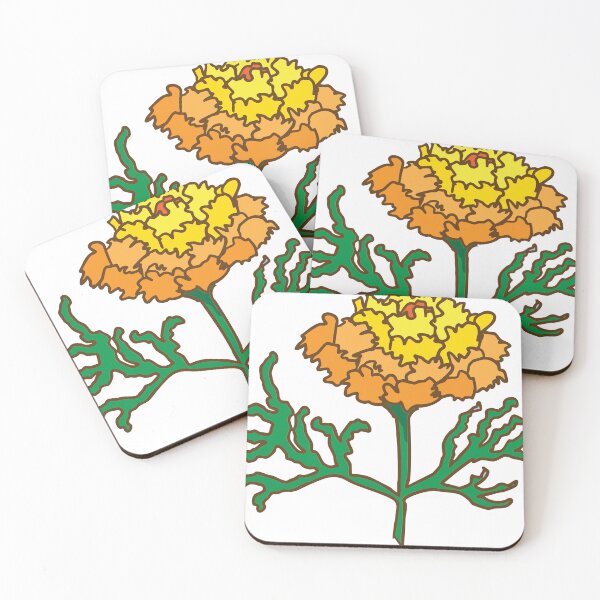 Item preview, Yellow Marigold Flower Vector Illustration Isolated on White Background designed and sold by Art99ThaiShop.