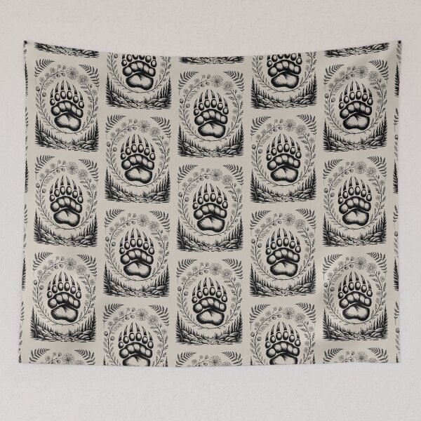 Item preview, Bear Paw Floral Wreath Illustration designed and sold by NuvoraNest.