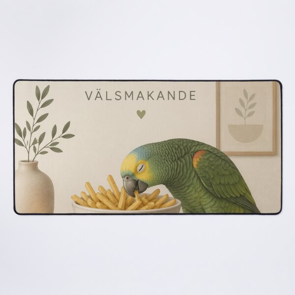 Item preview, Hygge Parrot and French Fries "DELICIOUS" designed and sold by NickWhittleArt.
