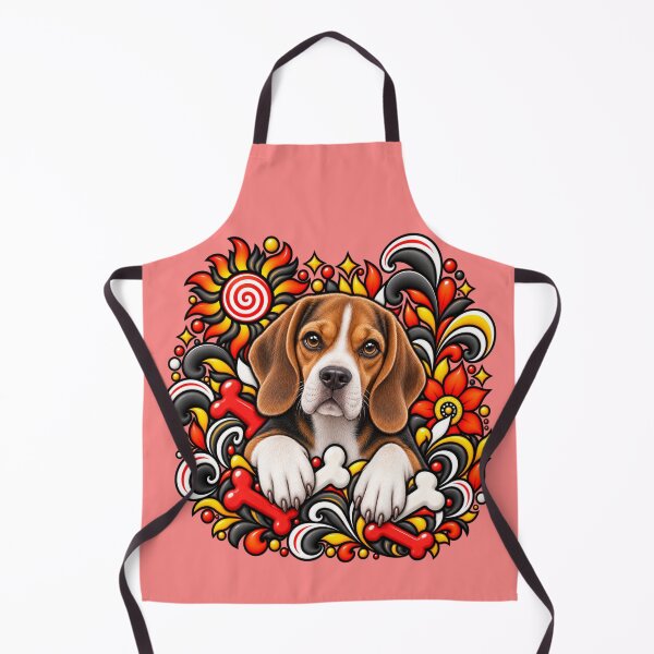 Item preview, Beagle Folk Art - Bones & Floral Swirls designed and sold by PixelsPaws.