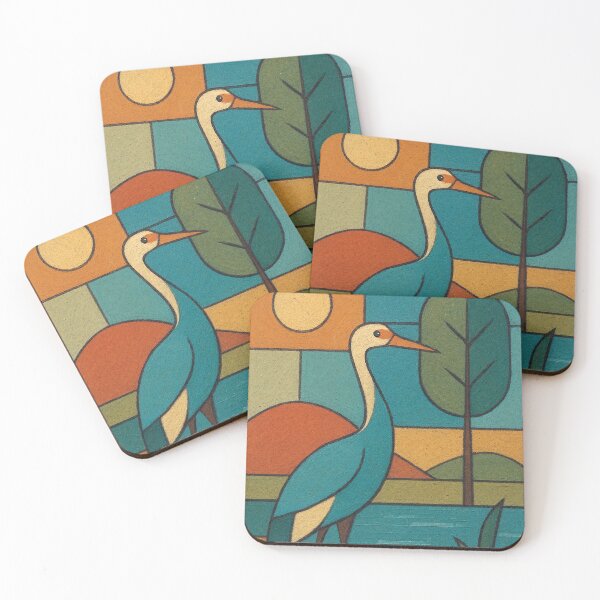 Item preview, Crane in Nature – A Geometric Illustration designed and sold by GalleryKauffeld.