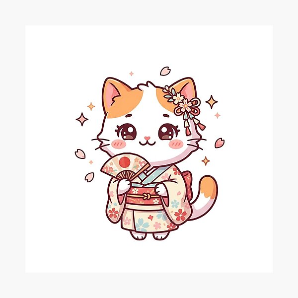 Artikelvorschau, Kawaii Chibi-Kätzchen im japanischen Pastellkimono entworfen und verkauft von  Cat Lady.