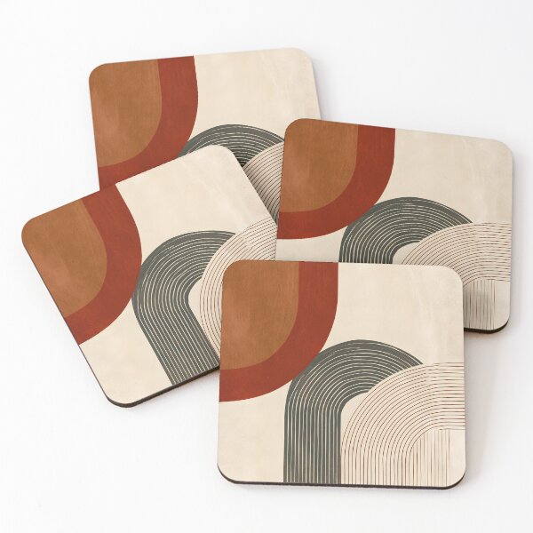 Item preview, Mid-Century Geometric Shapes Abstract Arches - Two Tone Earthy - Terracotta Retro Modernist Line Art designed and sold by GrinGalore.