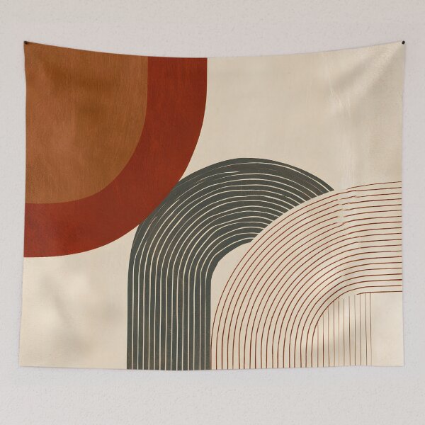 Item preview, Mid-Century Geometric Shapes Abstract Arches - Two Tone Earthy - Terracotta Retro Modernist Line Art designed and sold by GrinGalore.