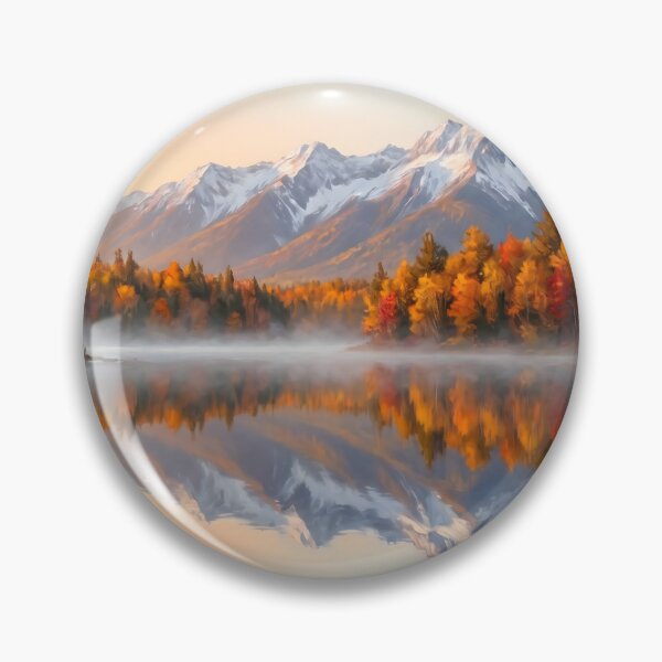 Item preview, Autumn Lake Mirror Reflection Golden Hour Painting designed and sold by ArtAmbience.