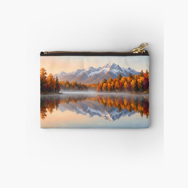 Item preview, Autumn Lake Mirror Reflection Golden Hour Painting designed and sold by ArtAmbience.