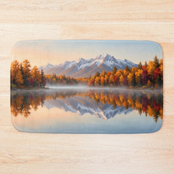 Item preview, Autumn Lake Mirror Reflection Golden Hour Painting designed and sold by ArtAmbience.