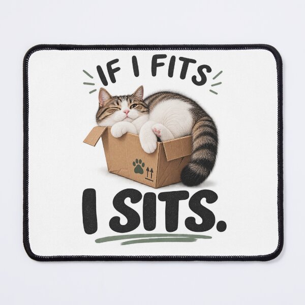 Item preview, If I Fits I Sits Funny Cat in a Box designed and sold by Glottopia.