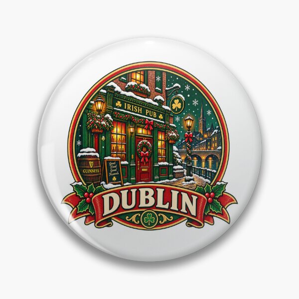Item preview, Dublin Christmas Shirt – Retro Irish Pub Snow Badge, Ireland Holiday designed and sold by Globalcitytees.